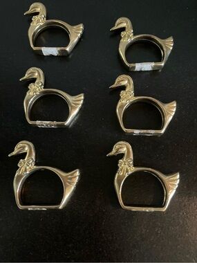 Vintage Brass Duck napkin rings set of 6